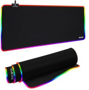 RGB Gaming Mouse Pad, 31.5 x 11.8 Inch Oversized Mouse Mat with 12 Light Modes, Non-Slip Rubber Base, Large Keyboard Pad for PC Gaming, Office, Black