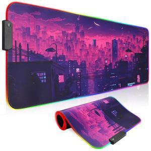 gaiamat Anime RGB Gaming Mouse Pad,Large LED Mousepad with Durable Nylon Stitched Edges and Non-Slip Rubber Base,31.5X 11.8 Inch Glowing Game Mouse Mat for Personalized Gamer(80x30 US-FGartcity)