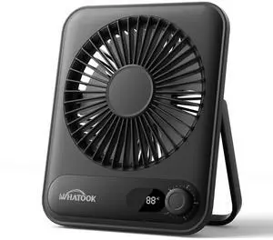 WHATOOK Small Desk Fan Personal Fans: 2000mah 10 Hours Battery Office Quiet Mini Desktop Fan Portable Rechargeable Travel Essentials