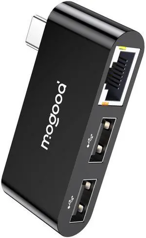 MOGOOD USB C to Ethernet Adapter, Type-C Gigabit Ethernet Adapter, 3 in 1 USB C (Thunderbolt 4/3 Compatible) to RJ45 LAN Network Dongle for MacBook Air/Pro, XPS, iPhone 16/15, Samsung Galaxy S25/24