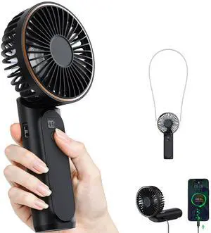 TUNISE Portable Handheld Fan, 4000mAh, 180 Adjustable, 6 Speed Wind, Display Electricity in Real Time, USB Rechargeable Foldable Personal Fan