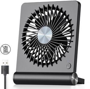 Koonie USB Fan, Strong Wind Ultra Quiet Small Desk Fan 220° Tilt Folding 3 Speeds Adjustable USB-C Corded Powered Personal Fan for Home Office Desktop Black