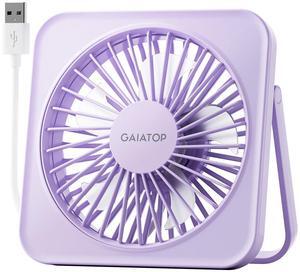 Gaiatop USB Desk Fan, 5 Inch Small Portable Table Desktop Fans with Strong Wind Ultra Quiet 3 Speeds and 180° Tilt Folding, Mini Personal Cooling Essentials For Office Home Bedroom Dorm Kitchen Purple