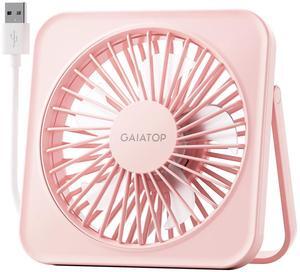 Gaiatop USB Desk Fan, 5 Inch Small Portable Table Desktop Fans with Strong Wind Ultra Quiet 3 Speeds and 180° Tilt Folding, Mini Personal Cooling Essentials For Office Home Bedroom Dorm Kitchen Pink
