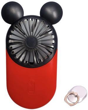 DecoLife Cute Personal Mini Fan, Handheld & Portable USB Rechargeable Fan with Beautiful LED Light, 3 Adjustable Speeds, Portable Holder, Perfect for Indoor Or Outdoor Activities, Cute Mouse