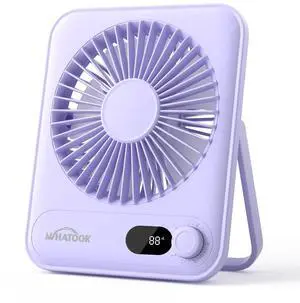 WHATOOK Small Desk Fan Personal Fans: 2000mah 10 Hours Battery Office Quiet Mini Desktop Fan Portable Rechargeable Travel Essentials