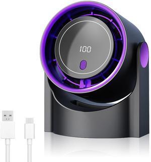 Desk Fan, Rechargeable Portable Fan With 90 ° Rotate Head, LED Digital Power display&5-Speed Wind Adjustment Function, Ultra Quiet Small Fan For Home, Kitchen,Travel, Camping, Bedroom, Office(Base)