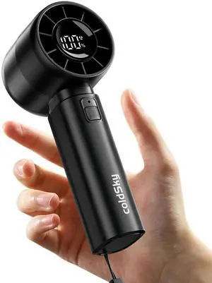 coldSky Portable Handheld Turbo Fan,5 Speeds High Speed Personal Fan With Digital Display,4000mAh Rechargeable Small Fans Max 12Hrs Cooling Fans For Outdoor, Travel Essentials