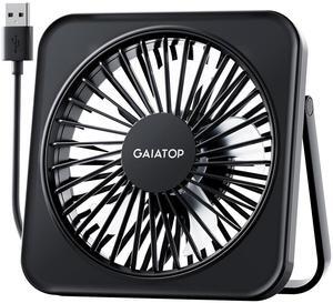 Gaiatop USB Desk Fan, 5 Inch Small Portable Table Desktop Fans with Strong Wind Ultra Quiet 3 Speeds and 180° Tilt Folding, Mini Personal Cooling Essentials For Office Home Bedroom Dorm Kitchen Black