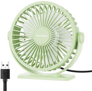 TriPole USB Desk Fan Mini Portable Fan, 3 Speeds Strong Breeze Small Electric Fans, 360° Rotation Quiet Plug In Personal USB Fans for Desktop Bedroom Office Table Travel Cruise, Green, 4.5in