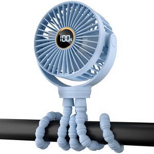 Tragbarer Mini-Ventilator, kleiner wiederaufladbarer persönlicher Kühler, 360°-Drehung, 3 Geschwindigkeiten, Display, batteriebetriebenes Autozubehör, unverzichtbar für Autositze, Fahrräder, Laufbände