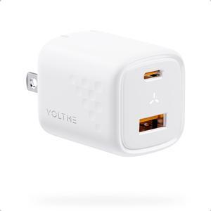 VOLTME USB C Charger, 30W GaN III USB Wall Charger, 2 Port Compact Charging Block with Foldable Plug for iPhone 14 13 12 11 Pro Max Mini, Galaxy, Note, iPad Pro, Pixel