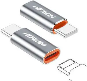 Light-ning to USB C Adapter 2 Pack,PD27W/66W/QC100W Fast Charging Data Transfer,Light ning Female to USB-C Male,Type C Charger Converter Cable for i-Phone 15/16 i-Pad G-alaxy,Not for A-udio/OTG Gray