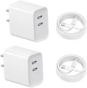 KEHIPI USB c Charger Block,Dual c Wall Block with c to c Cable,Type c Adapter, usbc Cube for iPhone 17/Pro/Pro Max/17 Air/iPhone 16/15 Pro Max/Plus/Xs Max/XR/X,iPad Pro