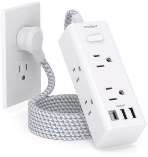 Power Strip Surge Protector - One Beat 6 Widely Outlets with 3 USB Ports (1 USB C), 5 Ft Extension Cord Flat Plug, Wall Mount Outlet Extender Small Power Strip for Travel Home Office College Dorm Room