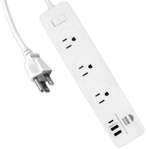 WBM SMART Power Strip 5.9 ft 10 A, Extention Cord Socket with 2 USB Ports and 1 Type C Plug, ETL Certified, Multi Outlet Extender for Home, Office, and Dorm Room