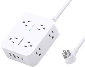 Power Strips with Surge Protection - HANYCONY 8 Widely Outlets with 4 USB Ports (2 USB C), 3-Side Outlet Extender Strip, 5 Ft Extension Cord, Ideal for Home Office College Dorm Room Essentials