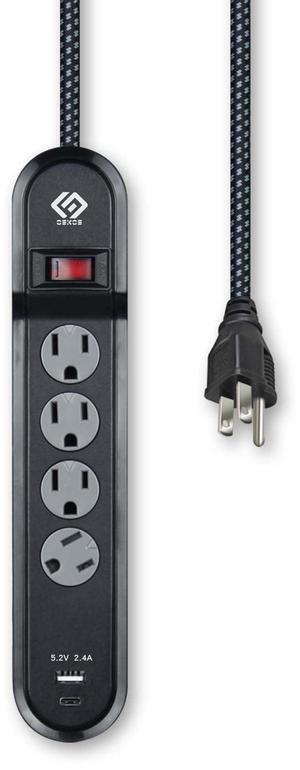 OSKOS Surge Protector Power Strip, 4 Outlets, Two USB 2.4A Ports (1A+1C), 6FT Extension Cord, 500 Joules, 15A/1800W,Wall Mountable, UL Listed