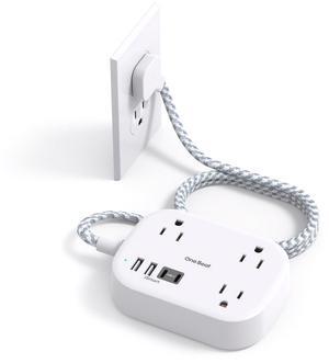 Cruise Essentials 2025,One Beat Travel Power Strip with USB C,Flat Plug Extension Cord with 3 Outlets 4 USB Ports(2 USB C),5 ft Desk Wall Outlet Extender,Non Surge Protector for Cruise,Dorm Room,ETL