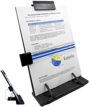 Keenjorika Desktop Document Book Holder with 7 Adjustable Positions, Black Document Holder for Desk, Paper Holder Copy Stand Holder for Speech, Paper Holder Stand for Desk Typing, Angle Adjustable