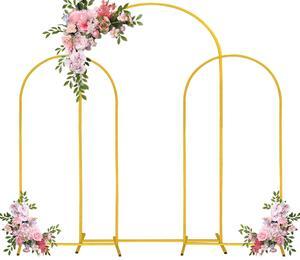 Arch Backdrop Stand 7.2FT, 6FT, 6FT Set of 3 Gold Wedding Arch Stand Balloon Arch Stand Stable Metal Arch Backdrop Frame for Wedding Ceremony Birthday Party Bridal Baby Shower Banquet Decoration