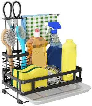 Godboat Kitchen Sink Organizer - Sponge Holder for Kitchen Sink, Non-Slip Sink Caddy, Dish Soap Brush Storage Rack, 304 Stainless Steel, Gadgets for Rv & Camping, Gifts for Women, Mom, Mothers Day