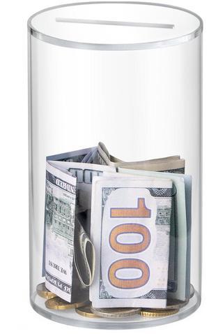 Hicocool Clear Piggy Bank, Acrylic Piggy Bank for Adults Must Break to Open, Unopenable Money Saving Box for Boys Girls Birthday Gift (6" H x 3.54" D)