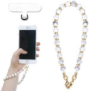 VICHUNHO Marble Beaded Phone Wrist Strap, Cellphone Lanyard with Tether Tab, Hands-Free Wristlet Bracelet