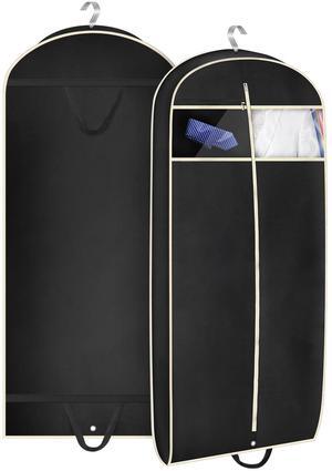 MISSLO 43" Gusseted Travel Garment Bag with Accessories Zipper Pocket Breathable Suit Garment Cover for Shirts Dresses Coats, Black