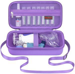 Elonbo Carrying Case for Portable Handheld Inhaler Nebulizer Machine for Adults and Kids, Asthma Inhaler Travel Case, Handheld Mesh Atomizer Machine Holder, Inhaler spacer Bag, Purple+Inside Purple