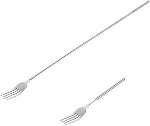 Haosie Extendable Fork, 8.7 to 25.4 Inch Long Handle Fork, Extra Long Fork, Telescopic BBQ Fork, Stainless Steel Dinner Fork, Fruit Dessert Fork Long Handle Cutlery Stainless Steel Tableware1pcs