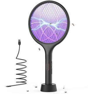 YISSVIC Electric Fly Swatter 4000V Bug Zapper Racket Dual Modes Mosquito Killer with Purple Mosquito Light Rechargeable for Indoor Home Office Backyard Patio Camping