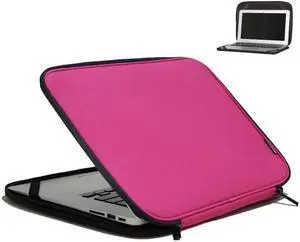Inntzone Laptop Sleeve 15.6 Inch Foldable Slim Case Lightweight Bag Notebook Computer Carrying Flip Cover (Pink)