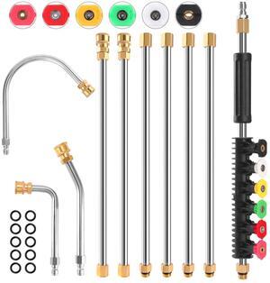 Gutter Cleaning Tools From the Ground, 10 Pack 9 FT Pressure Washer Extension Wand, Power Washer Lance With 6 Pressure Washer Spray Nozzle Tips, 30°, 90°, 120° Gutter Cleaner Curved Rod, 4000 PSI