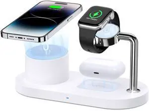 Magnetic Wireless Charger for iPhone: 3 in 1 Charging Station for Multiple Device Apple - 18W Fast Mag-Safe Charger Dock Stand for iPhone 16e 16 15 14 13 12 Pro Max Apple Watch iwatch & Airpods
