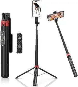62" Phone Tripod & Selfie Stick for Golf Training, Extendable Cell Phone Tripod Stand & Travel Tripod with Remote, Golf Training Aid - Solidest Cell Phone Tripod Compatible with iPhone Android