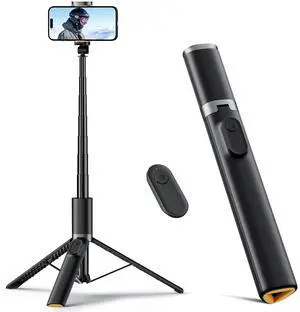 TODI 63" Cell Phone Selfie Stick Tripod, Portable Tripod for iPhone with Wireless Remote, Extendable Smartphone Stand, All-in-1, Compatible with iPhone/Android