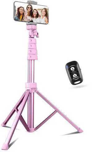 Sensyne 62" Phone Tripod & Selfie Stick, Extendable Cell Phone Tripod Stand with Wireless Remote and Phone Holder, Compatible with iPhone Android Phone, Camera