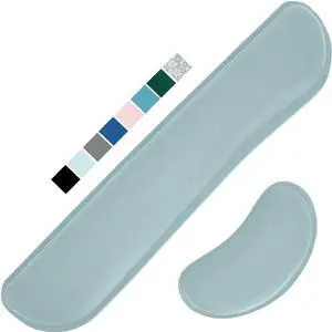 GORILLA GRIP Silky Gel Memory Foam Wrist Rest for Computer Keyboard, Mouse, Ergonomic Design for Typing Pain Relief, Desk Pads Support Hand, Arm, Mousepad Rests, Stain Resistant, 2 Piece Pad Sky Blue