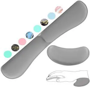 Zibly Ergonomic Gel Keyboard Wrist Rest & Mousepad Rests for Computer, Silky Memory Foam for Typing (Wrist Rest Grey)