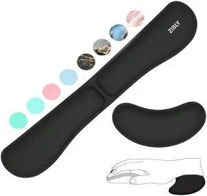 Zibly Ergonomic Gel Memory Foam Keyboard Wrist Rest & Mousepad Rests for Computer, Silky Wrist Rest for Typing, Laptop, and Mouse Desk Pads Support Hand and Arm, 2 Piece Pad for Office and Travel