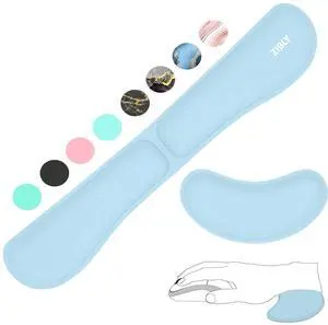 ZIBLY Wrist Rest Keyboard and Mouse Set - Non Slip Ergonomic Wrist Cushion Support Pad - Easy Typing,Pain Relief  Premium Silky Gel Memory Foam for Work from Home Gaming Computer Laptop