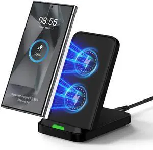 Wireless Phone Charger for Android Charger Fast Charging Stand for Samsung Galaxy S25 Ultra/S24 Plus/S23/S22/S21/S20/Z Fold 6 15W Fast Wireless Desk Phone Charging Station for Pixel 9 Pro xl/8a/7a/8/7
