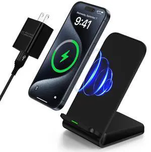 Samsung Wireless Charger Fast Charging Stand Desk Phone Charger Stand Android Charging Station for Samsung Galaxy S24 Ultra S24+ S24 S23 FE S22 S21 S20 S10 S9 S8,iPhone 15 Pro Max Plus 14 with Adapter