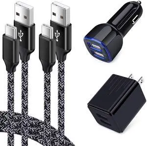 USB Charger for Samsung Galaxy S25 Ultra S24 FE A10E A50 A70 A80 S23 S22 S21 S20 S10E S9 A16 5G A15 A03s A04s A14 A13 A53 A54 A55 A51 A11 A21, Car Adapter, Wall Charger Plug Type C Fast Charging Cable