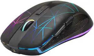 Rii RM200 2.4G Wireless Mouse with USB Nano Receiver, 5 Buttons Rechargeable Mouse,Colorful Backlit RGB Gaming Mouse for Notebook,PC,Computer-Black