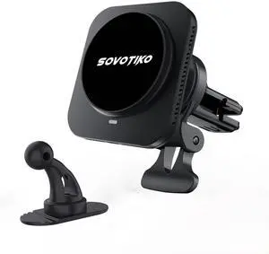 15W Sovotiko Magsafe Car Mount Charger, Magnetic Phone Holder for Car, Air Vent/Dashboard Wireless Charger for iPhone 16 15 14 13 12 Pro Max, Samsung Galaxy S25 Ultra S24 S23+, etc. Fast Charging