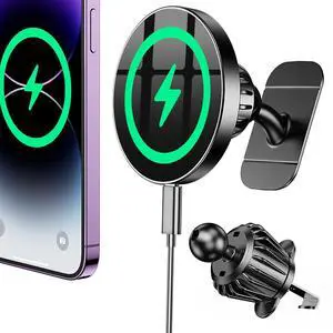 Coolpow for Magsafe Car Mount Charger100% Stable 15W Magsafe Car Charger, Car Phone Holder Charger Mag Safe car Accessories for Women Men Magnetic Wireless Car Charger iPhone 16 Pro Max 15 14 13 12