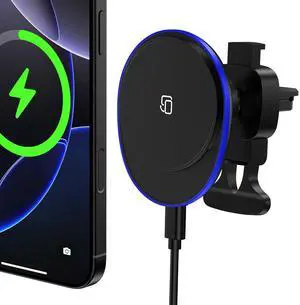 15W Magnetic Wireless Car Charger, MagSafe Car Mount Charger Fast Air Vent Car Phone Holder Charge r for iPhone 16e 16 Pro 16 15 14 13 12 Pro Max Samsung Galaxy S25 Ultra S25 Plus S24 FE S24 S23 Ultra