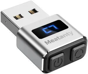 meatanty Metal Tiny Mouse Jiggler, USB Mouse Mover Undetectable, Automatic Shaker with Screen, 3 Modes Mouse Moving Device, Wiggler Giggler Toggler Keep Computer/PC/Laptop Active Office Work-Silver